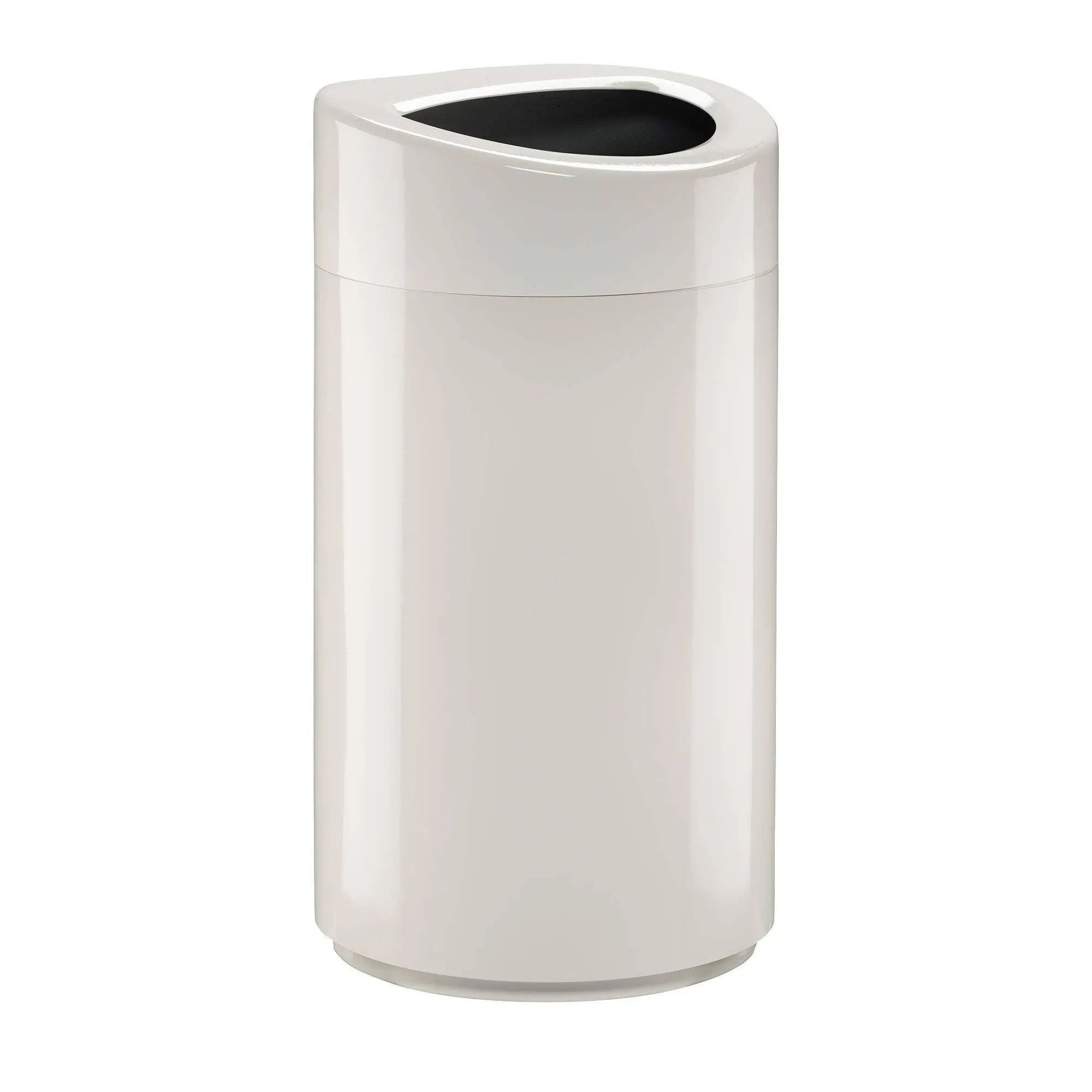 Safco Open Top Oval Waste Receptacle, 14 gal, Steel, White