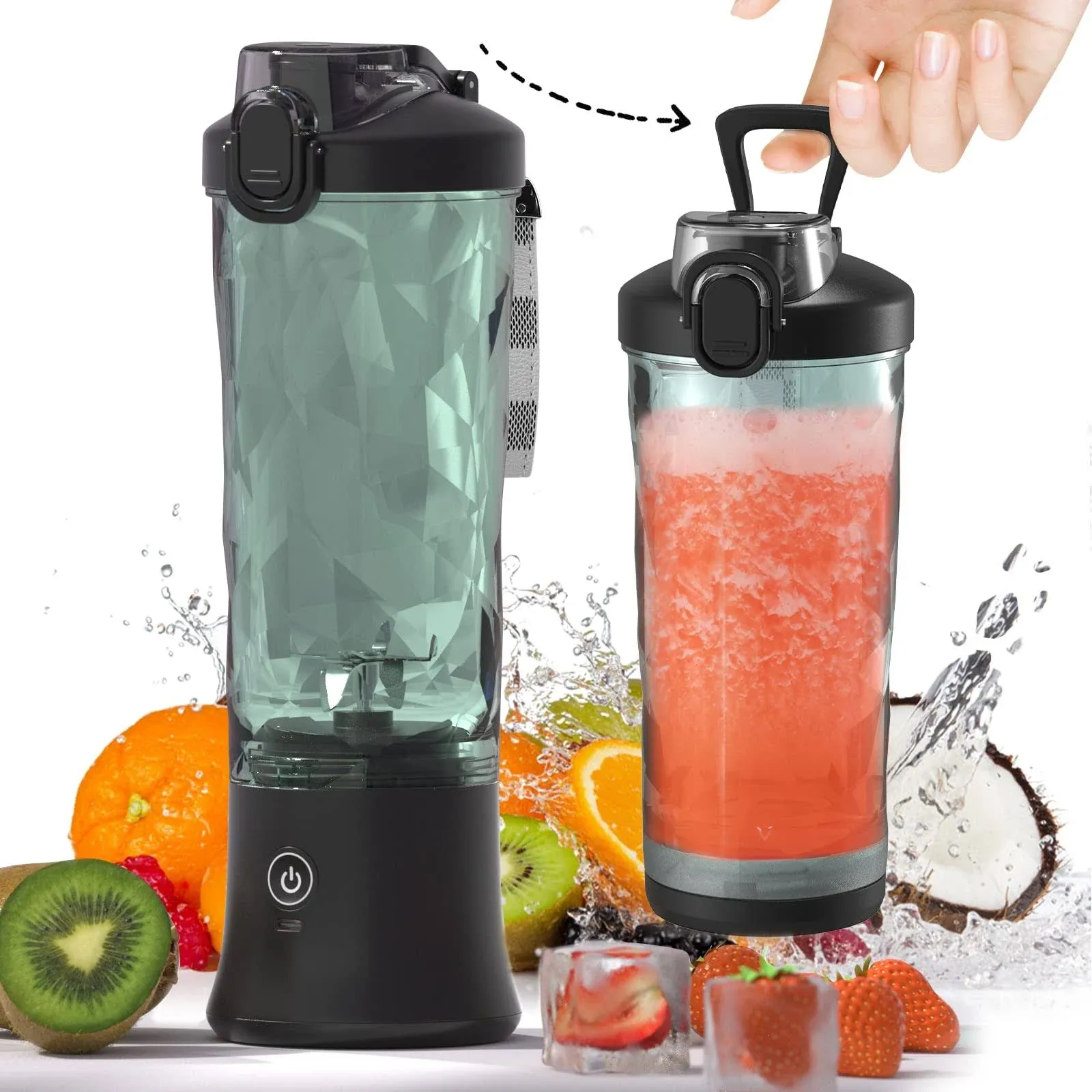 DENOKIN Portable Blender,Personal Size Blender for Shakes and Smoothies with 6 Blade Mini Blender 20 oz for Kitchen,Home,Travel