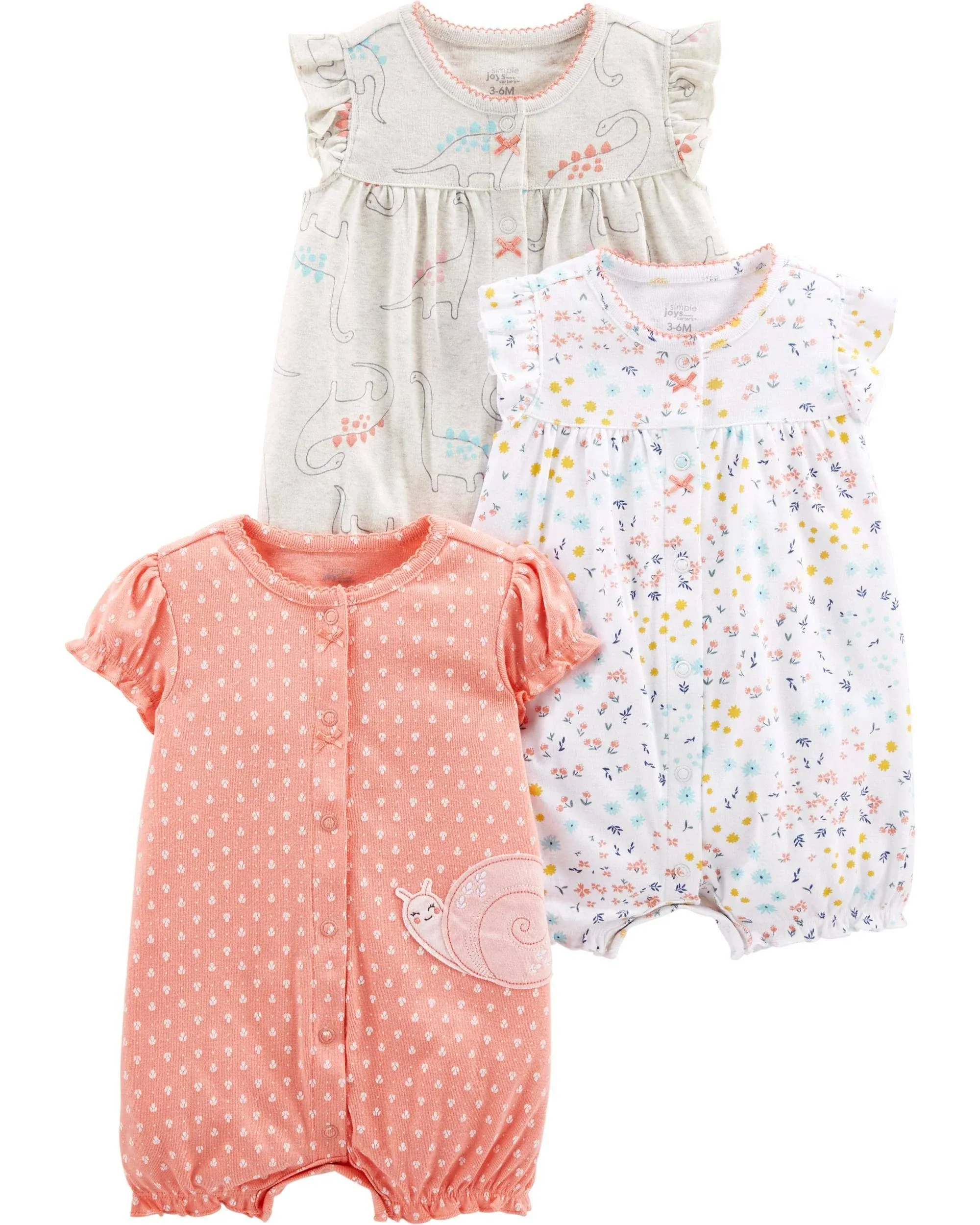 Simple Joys by Carter's Baby-Girls 3-Pack Snap-Up Rompers