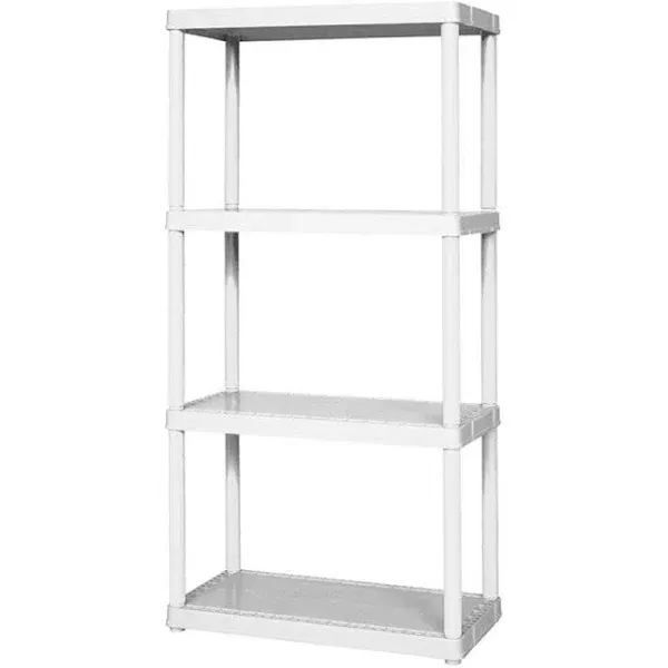 Gracious Living 4 Shelf Fixed Height Solid Light Duty Storage Unit 24 x 12 x 48 Organizer System for Home, Garage, Basement, and Laundry, White