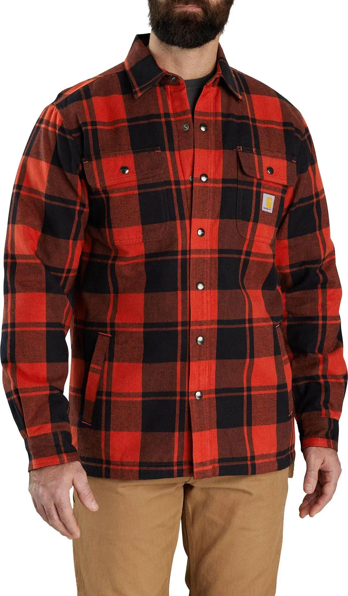 Carhartt Men's Relaxed Fit Flannel Sherpa-Lined Shirt Jac