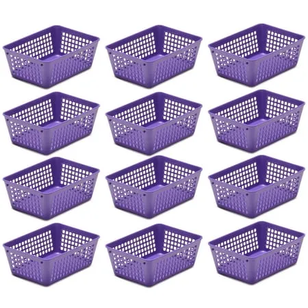 YBM Home Small Plastic Storage Basket (12 Pack) Purple 6 L x 4.5 W x 2.25 H