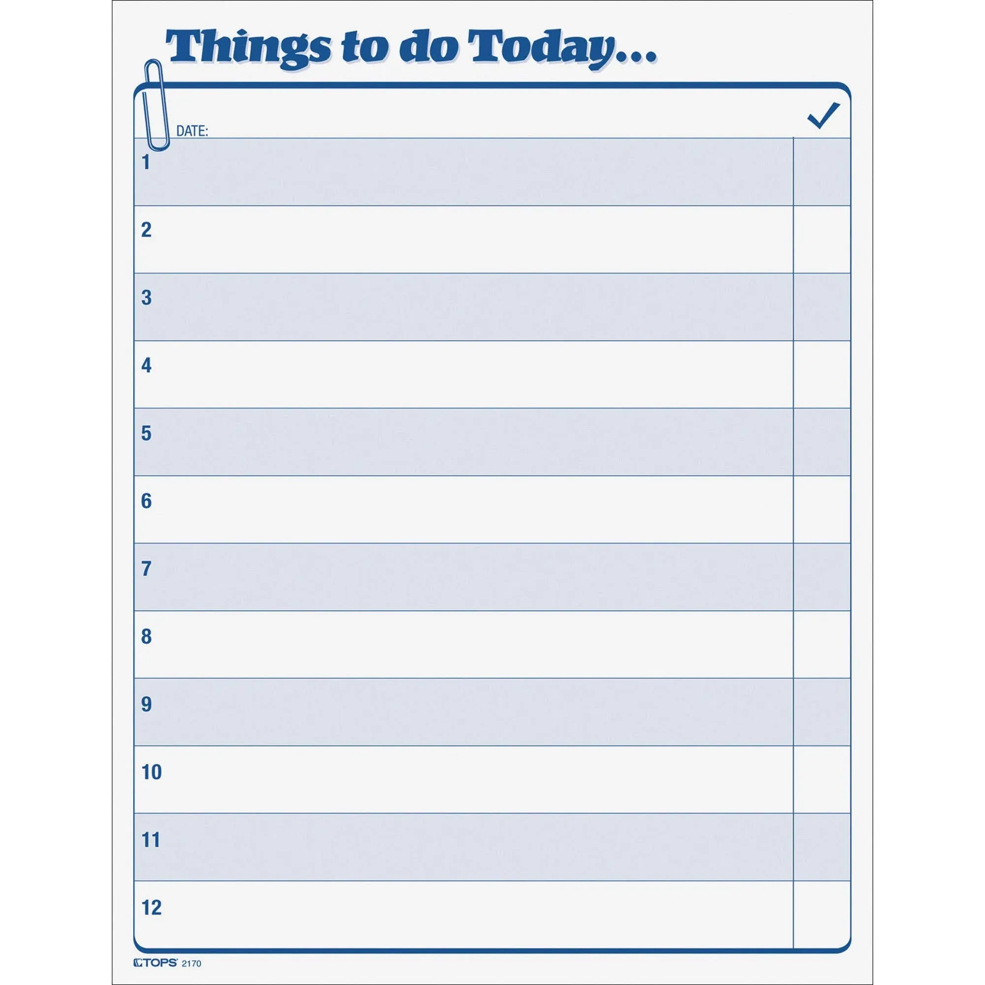 "Things To Do Today" Daily Agenda Pad, One-Part (No Copies), 8.5 x 11, 100 Forms Total