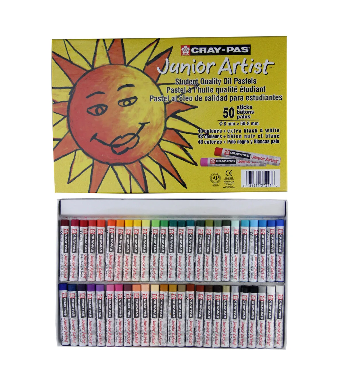 SAKURA Cray-Pas Junior Artist Oil Pastel Set - Soft Oil Pastels for Kids & Artists - 50 Sticks