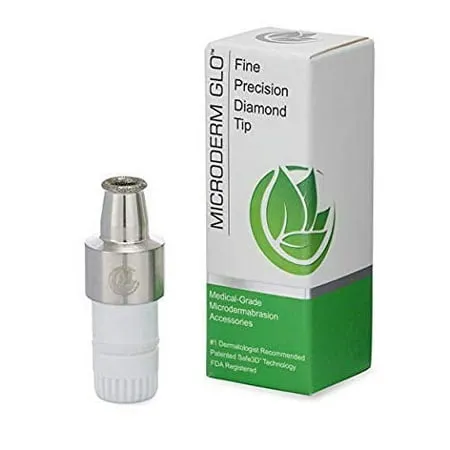 Microderm GLO Premium Diamond Microdermabrasion Tips  Fine/Precision - Medical Grade Stainless Steel Accessories  Patented Safe3D Technology  FDA Approved  Safe for All Skin Types