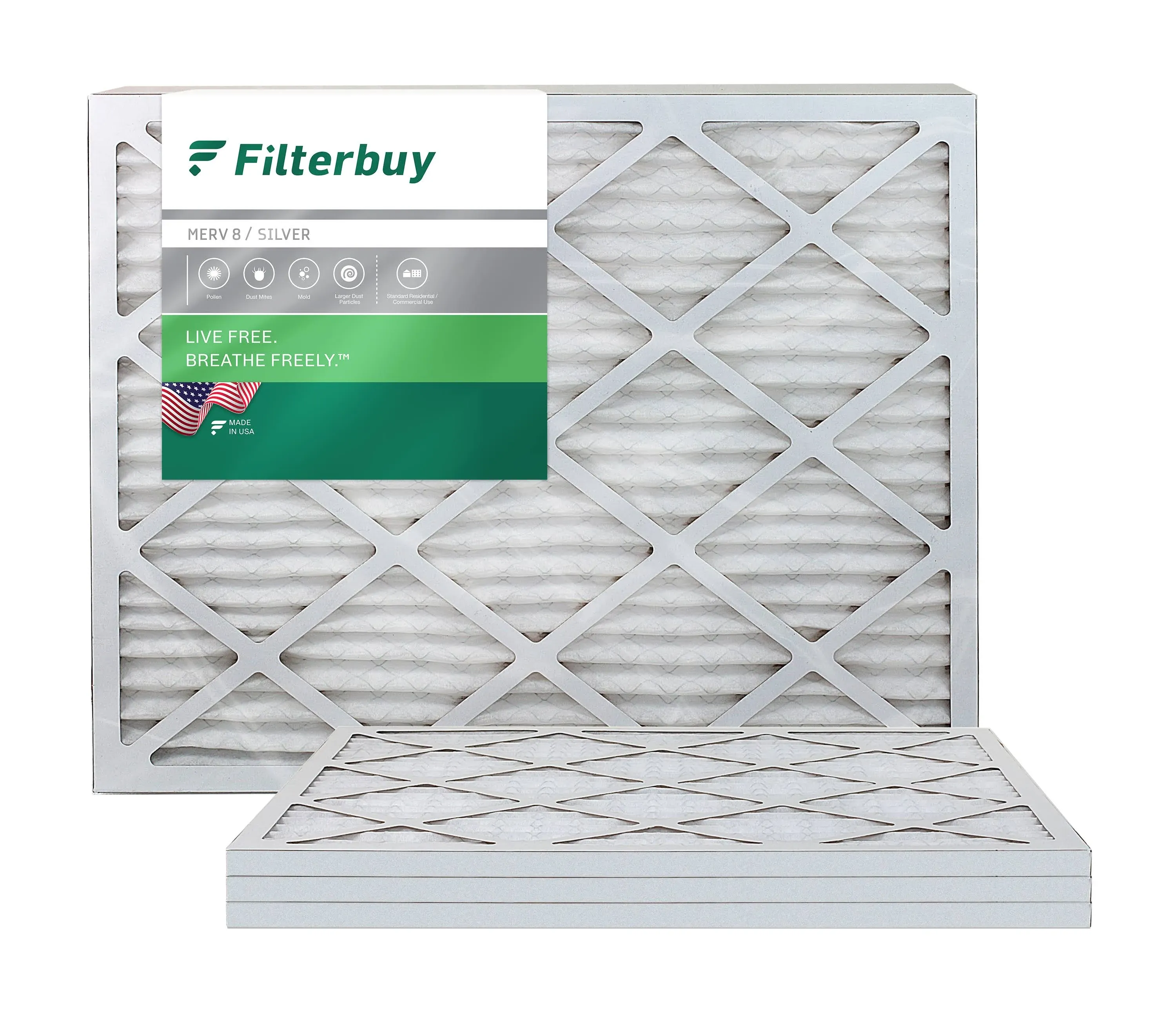 Filterbuy 24x36x1 Air Filter MERV 8 Dust Defense (4-Pack), Pleated HVAC AC Furnace Air Filters Replacement (Actual Size: 23.50 x 35.50 x 0.75 Inches)