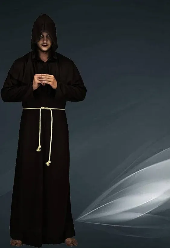 Medieval Priest Monk Robe Hooded Halloween Cosplay Costume Cloak for Wizard ...