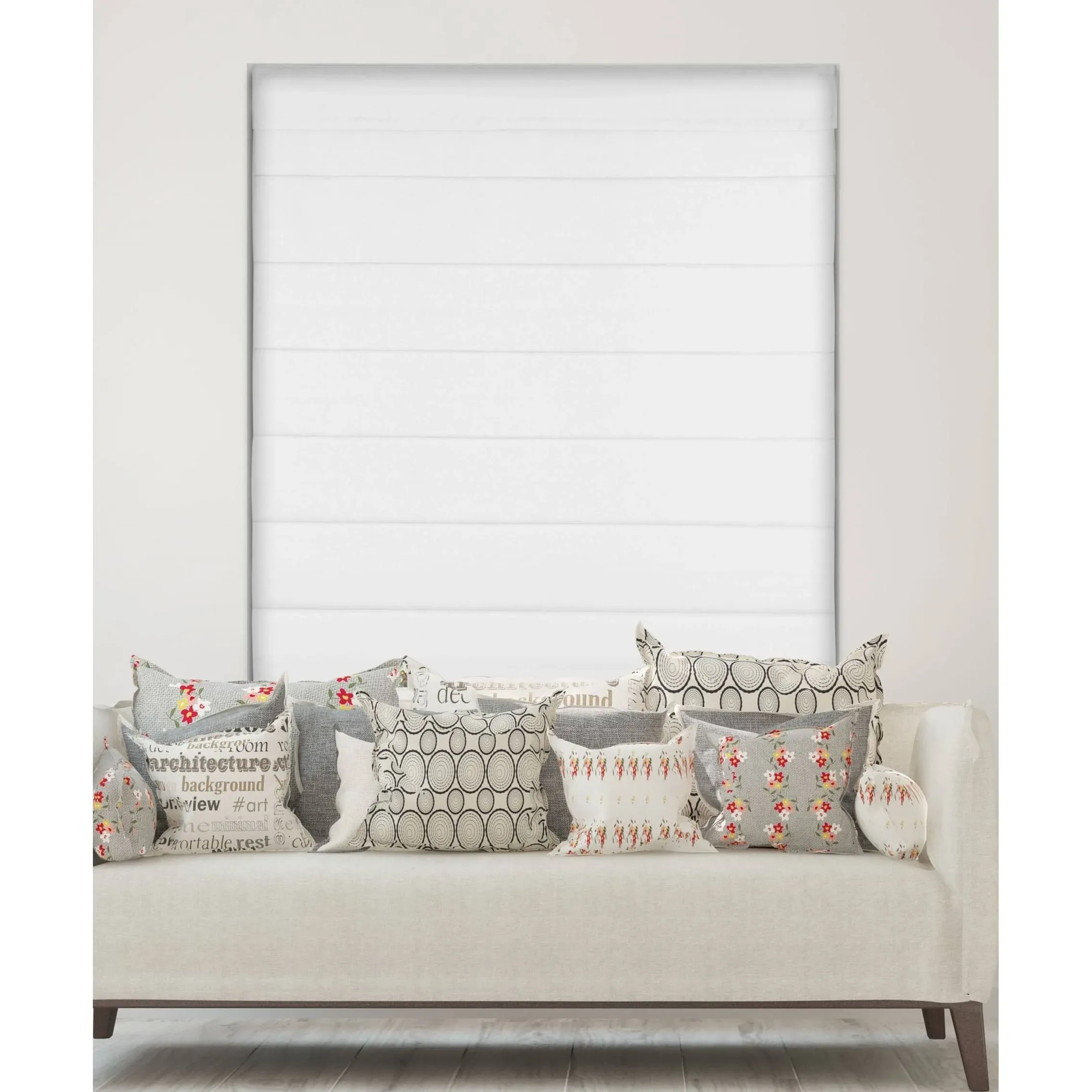 Arlo Blinds Thermal Room Darkening Fabric Roman Shades, Color: White, Size: 30.5" W X 60" H, Cordless Lift Window Blinds