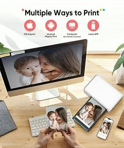 Liene 4x6'' Photo Printer Printer 100 Sheets Full-color Photo Portable