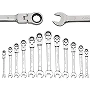 12-Piece Stubby 8-19mm Metric Ratcheting Wrench Set, Professional Chrome Vanadium Steel Ratchet Wrenches, Combination Ended Standard Kit with Portable Bag