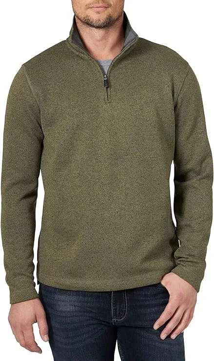 Wrangler Authentics Men's Long Sleeve Fleece Quarter-Zip, Olive Night, XX-Large