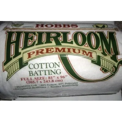 Hobbs Heirloom Premium Cotton Batting 81"x96" Full Size