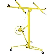 Drywall Lift Panel Hoist,Max 16Ft Sheetrock Cabinet Jack Lifts,Drywall Lifter and Rolling Caster Wheels,Lockable Construction Carrying Tools,16',Yellow