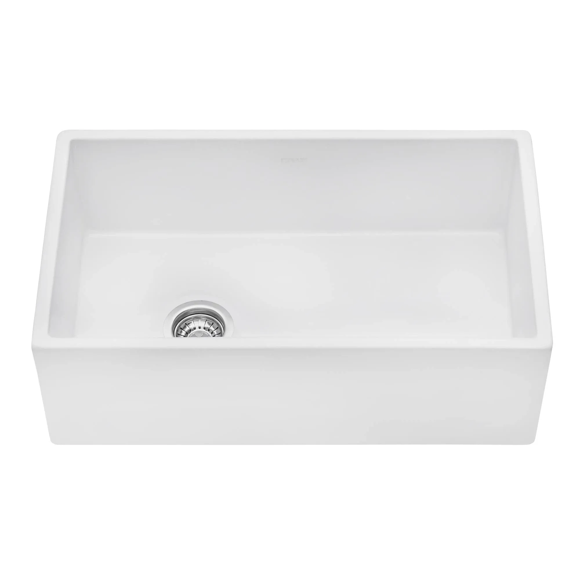 Ruvati 30-inch Fireclay Farmhouse Offset Drain Kitchen Sink Single Bowl White - Left Drain - RVL2018WL