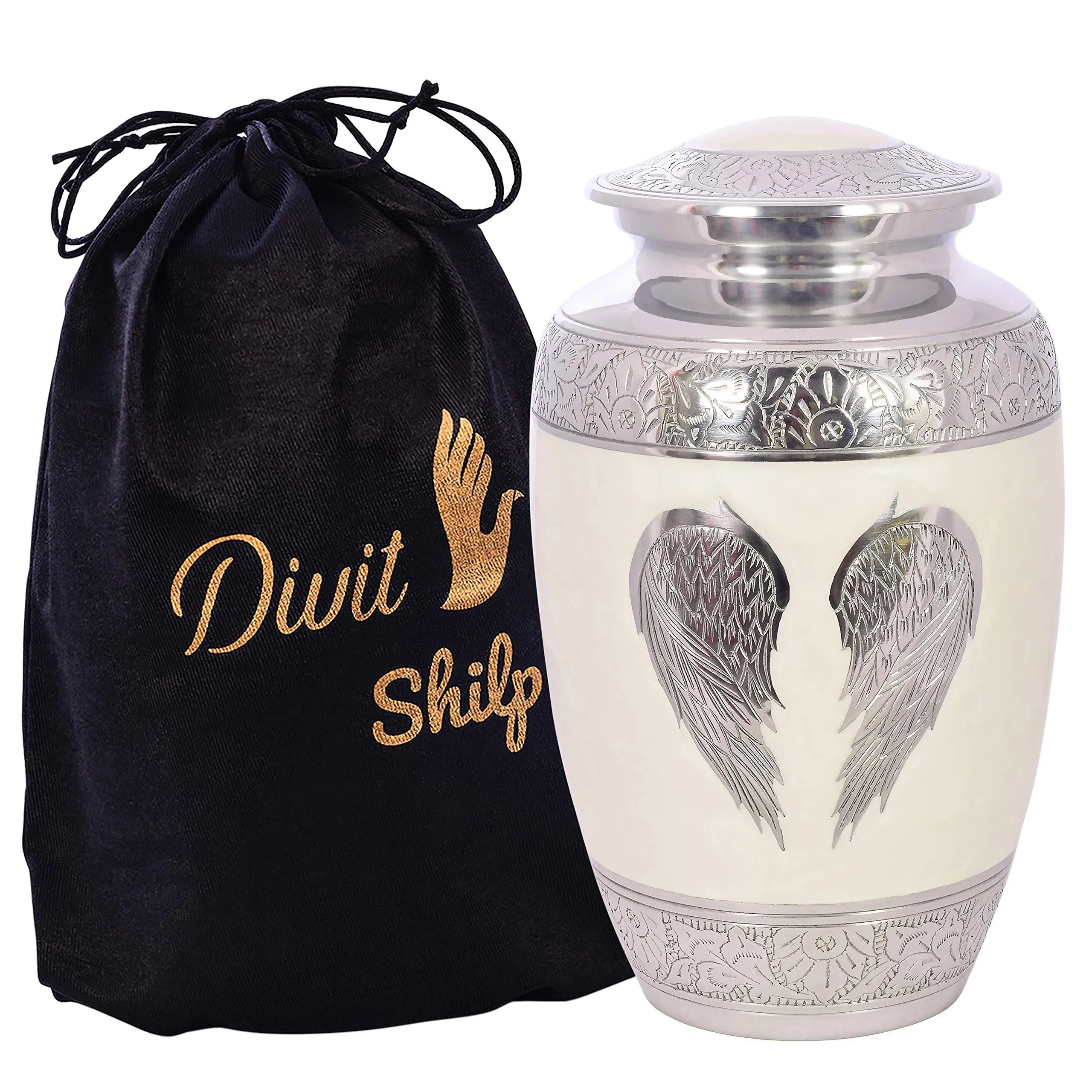 Divit Shilp Cremation Urn for Human Ashes with Satin Bag