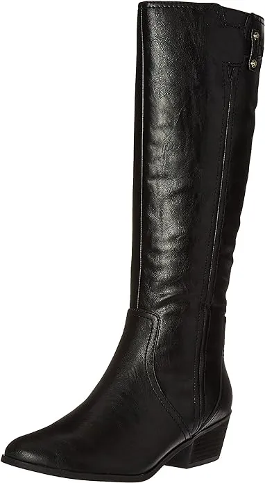 DR SCHOLLS Womens Black Strap Brilliance Almond Toe Block Heel Riding Boot 8 M