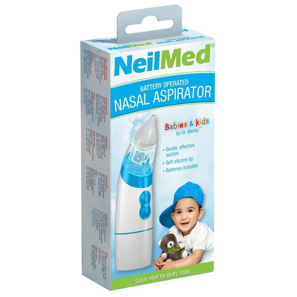 NeilMed Aspirator Bundle- Battery Operated Nasal Aspirator for Babies &amp; Kids