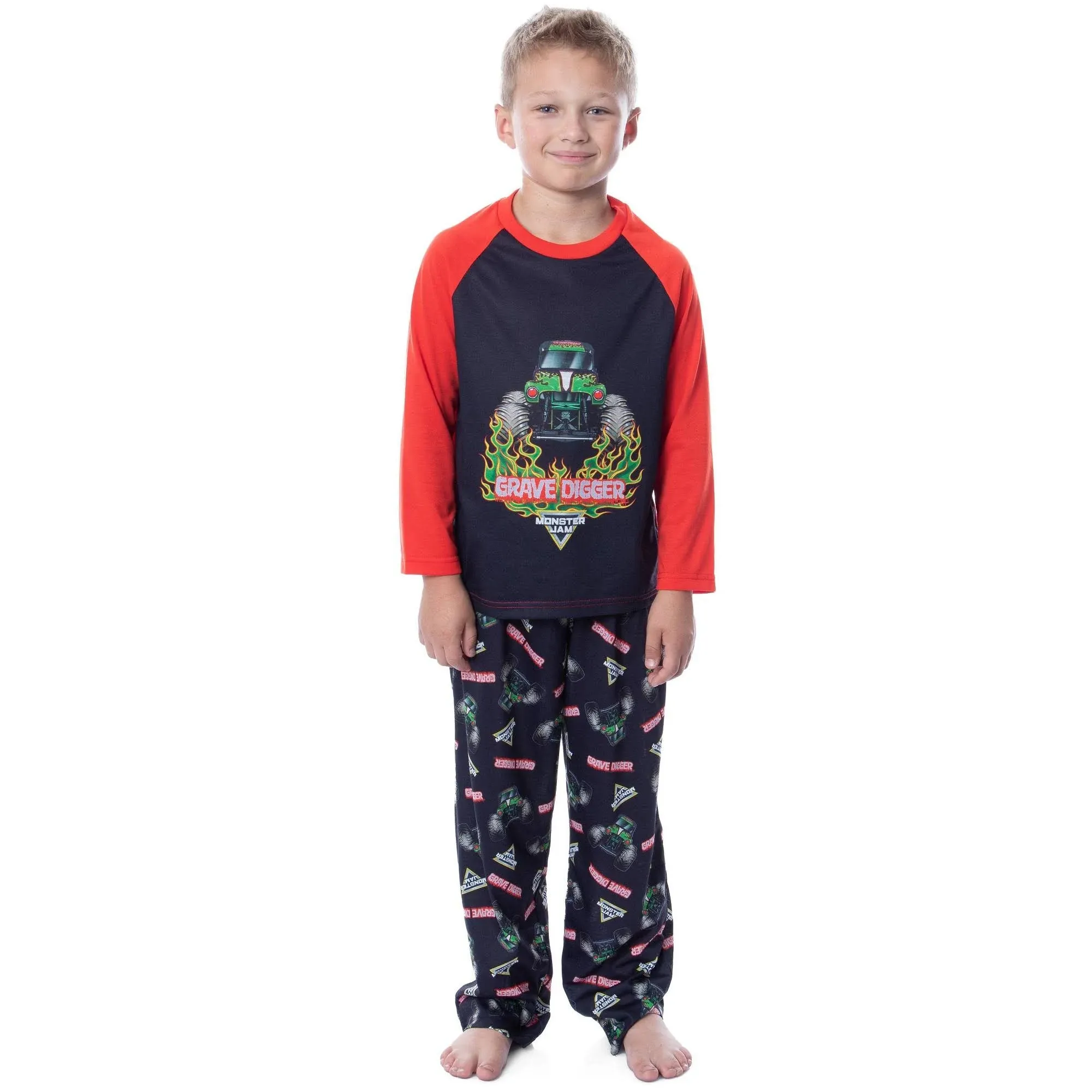 Monster Jam Boys' Grave Digger Raglan Pajama Set