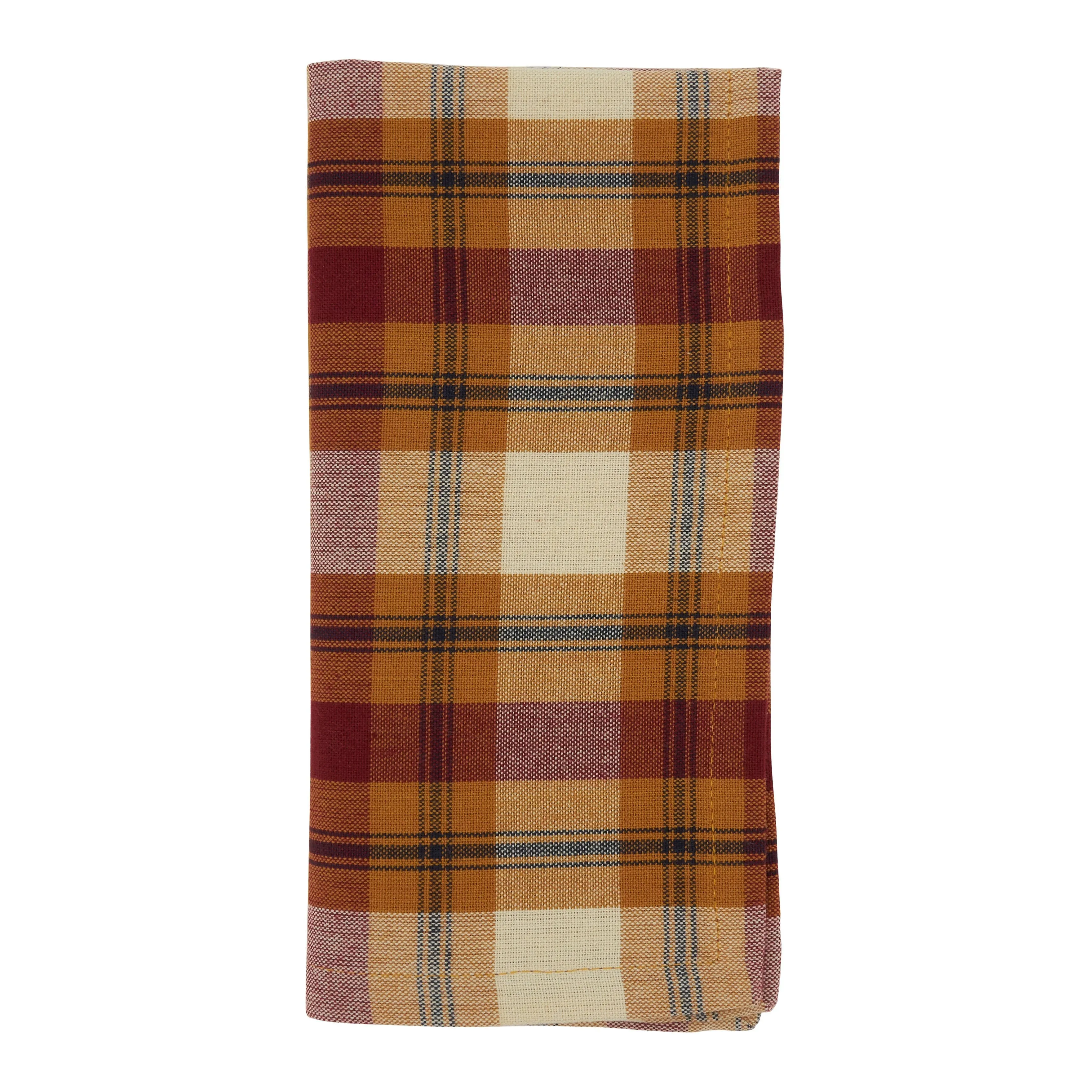 Table Napkins With Large Plaid Design (Set of 4)