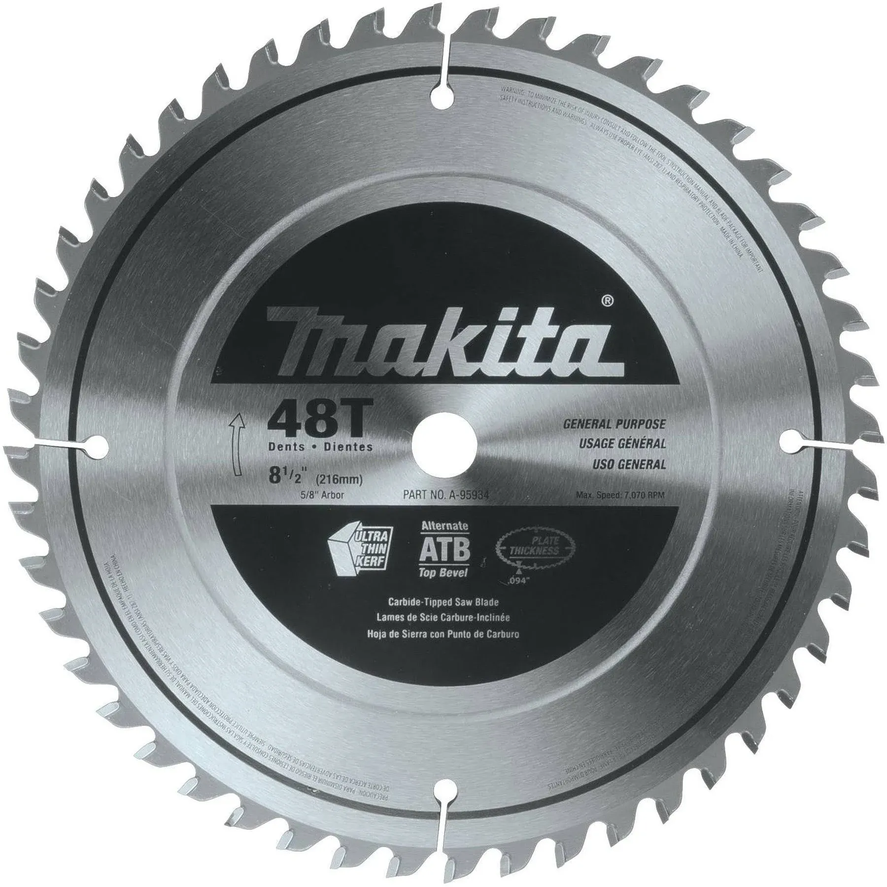 Makita A-95934 8-1/2" 48T Carbide Tipped Miter Saw Blade