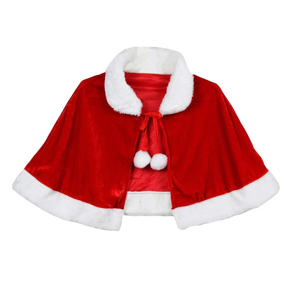 Gamusi Christmas Velvet Shawl Cloak Cape Mrs Santa Claus Cape Robe Halloween Costume Red