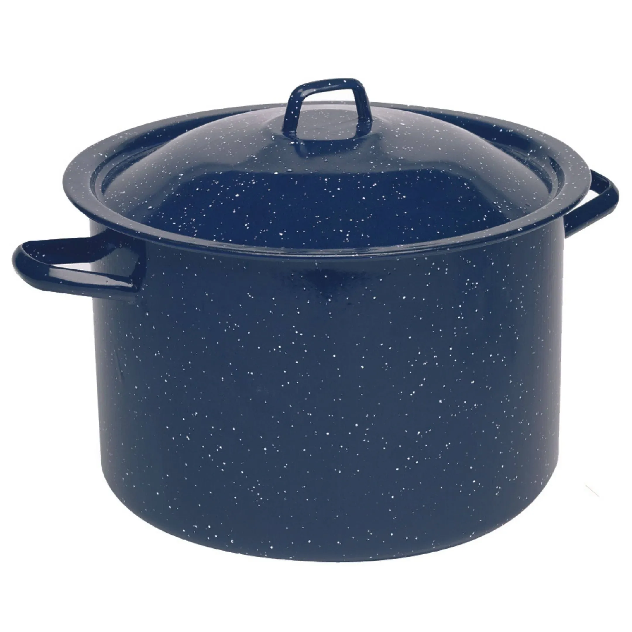 Blue Speckled Enamel Stock Pot 6 Quart Oven Safe Kitchen Cookware Lightweight US