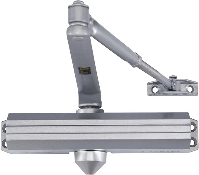 LYNN HARDWARE Medium/Heavy Duty Commercial Door Closer - DC7016 Surface Mounted, Grade 1- ADA & UL 3 Hour Fire Rated, Adjustable Size 1-6 for entrances & Aluminum storefronts- US26D Aluminum