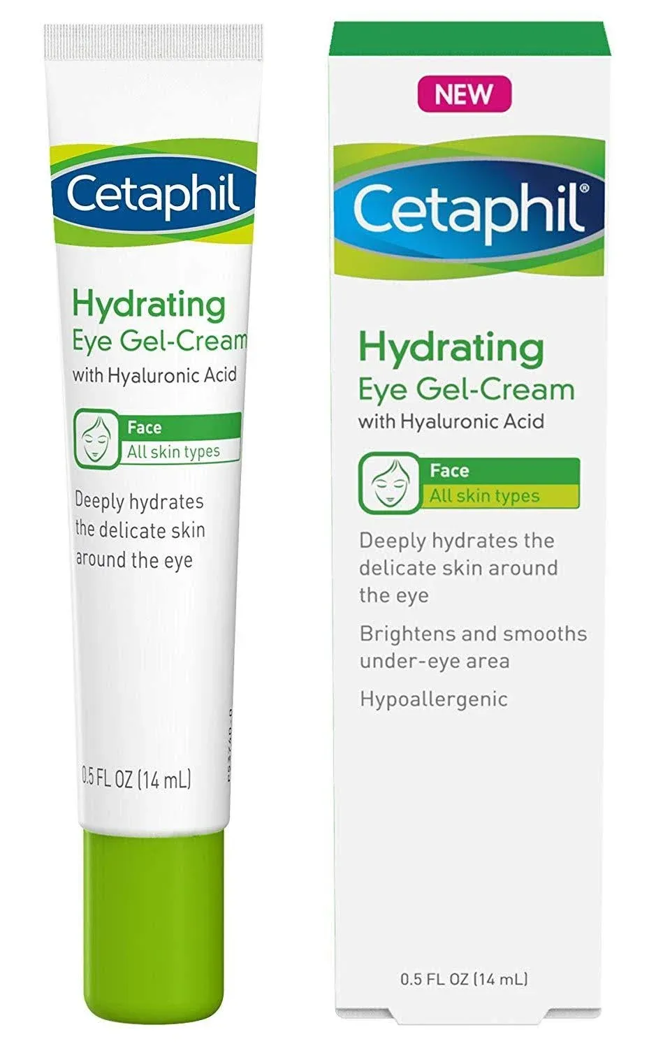 Cetaphil Hydrating Eye Gel-Cream With Hyaluronic Acid, 0.5 oz, Brightens & Smooths Under Eyes