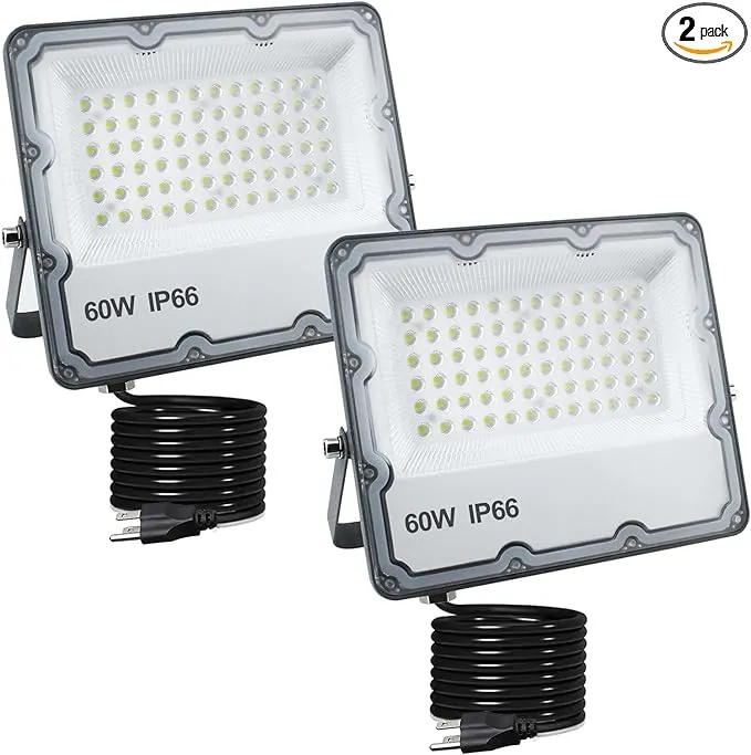 2 Pack 60w Led Outdoor Flood Light Exterior Flood Lights Plug In Flood Light For