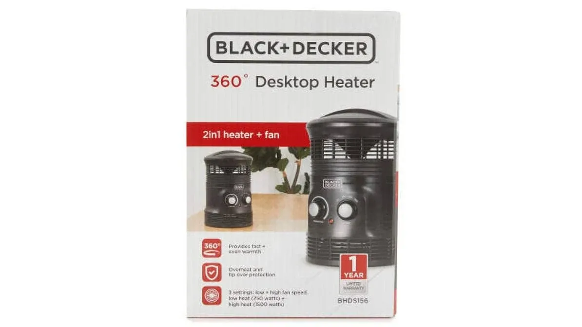 Black+Decker 360˚ Portable Heater Fan Combo 2in1 Personal Mini Space Heater