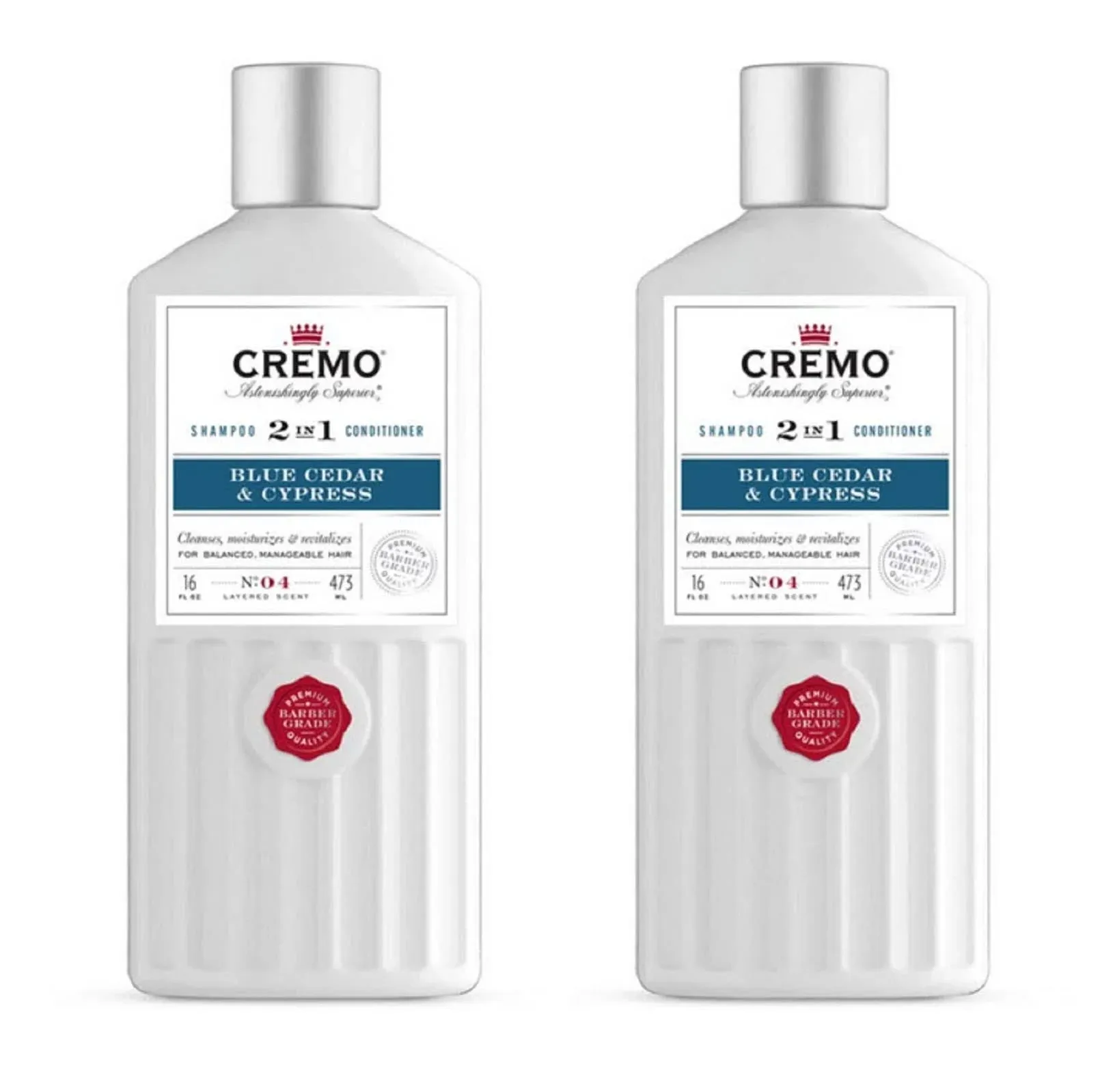 Cremo Barber Grade Cooling Citrus & Mint Leaf 2-in-1 Shampoo & Conditioner, 16 Fl Oz (2-Pack)