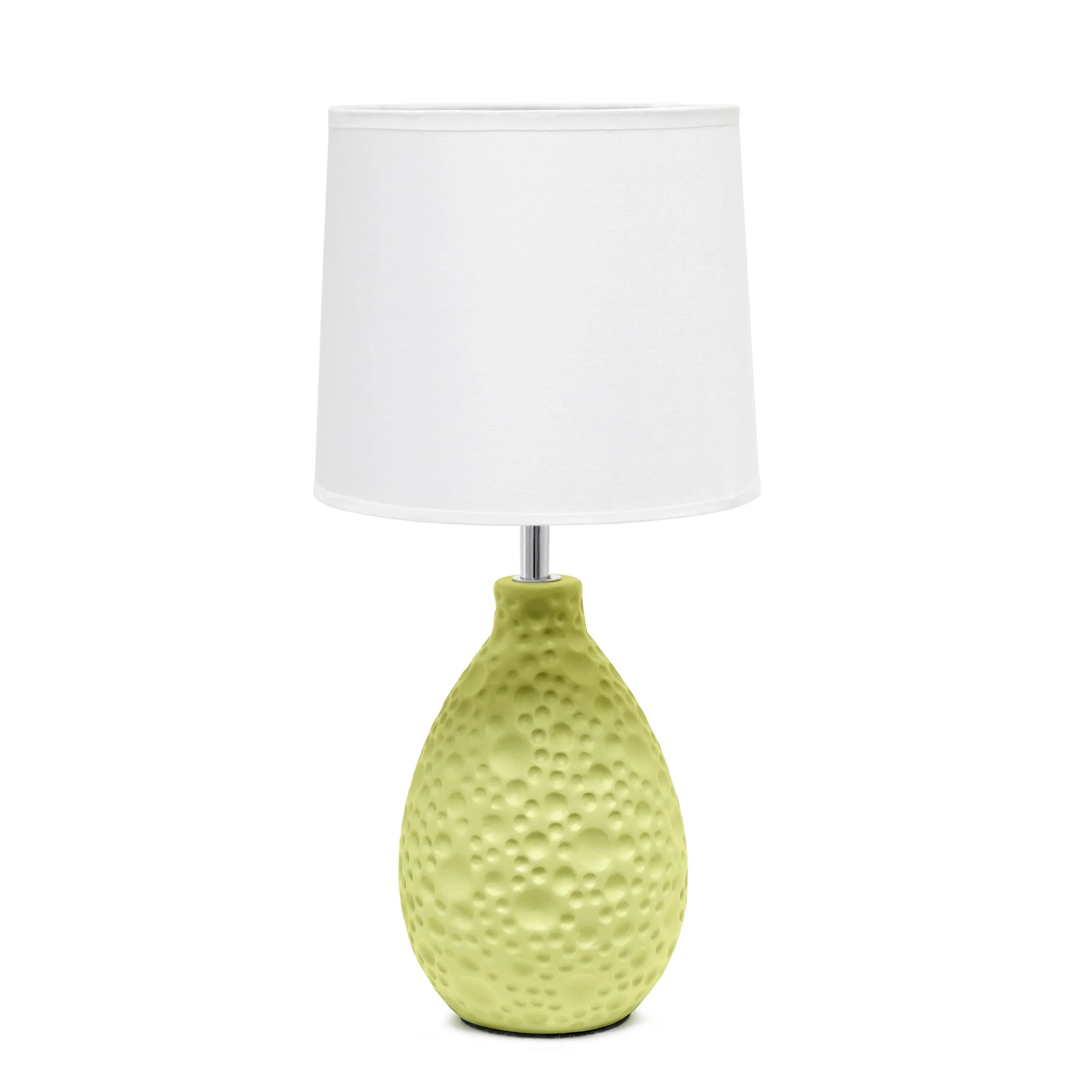 Simple Designs 14.17-in Green Rotary Socket Table Lamp with Fabric Shade