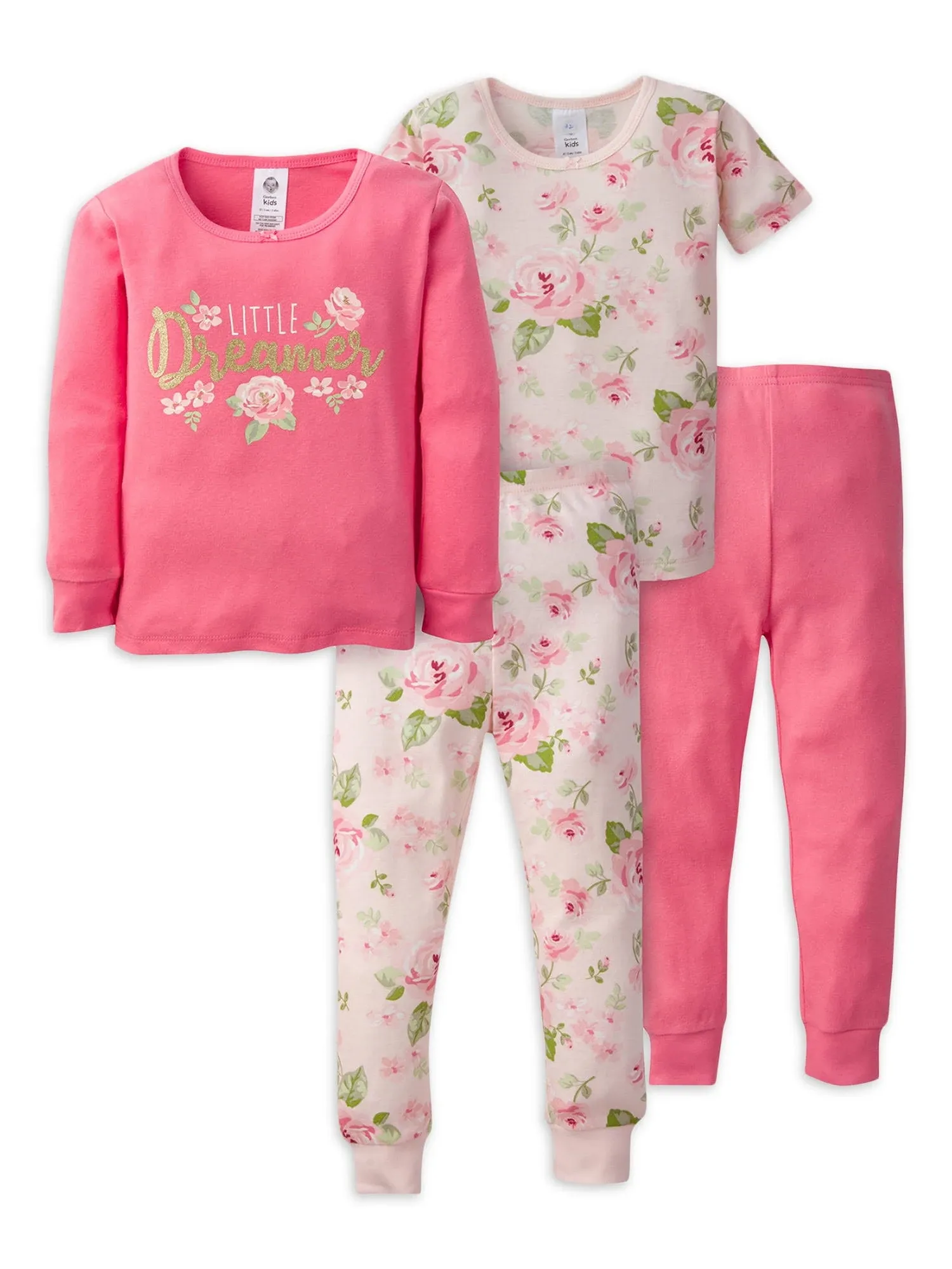 Gerber Baby & Toddler Girls Snug Fit Cotton Pajamas, 4-Piece, Infant Girl's, Size: 3T, Pink