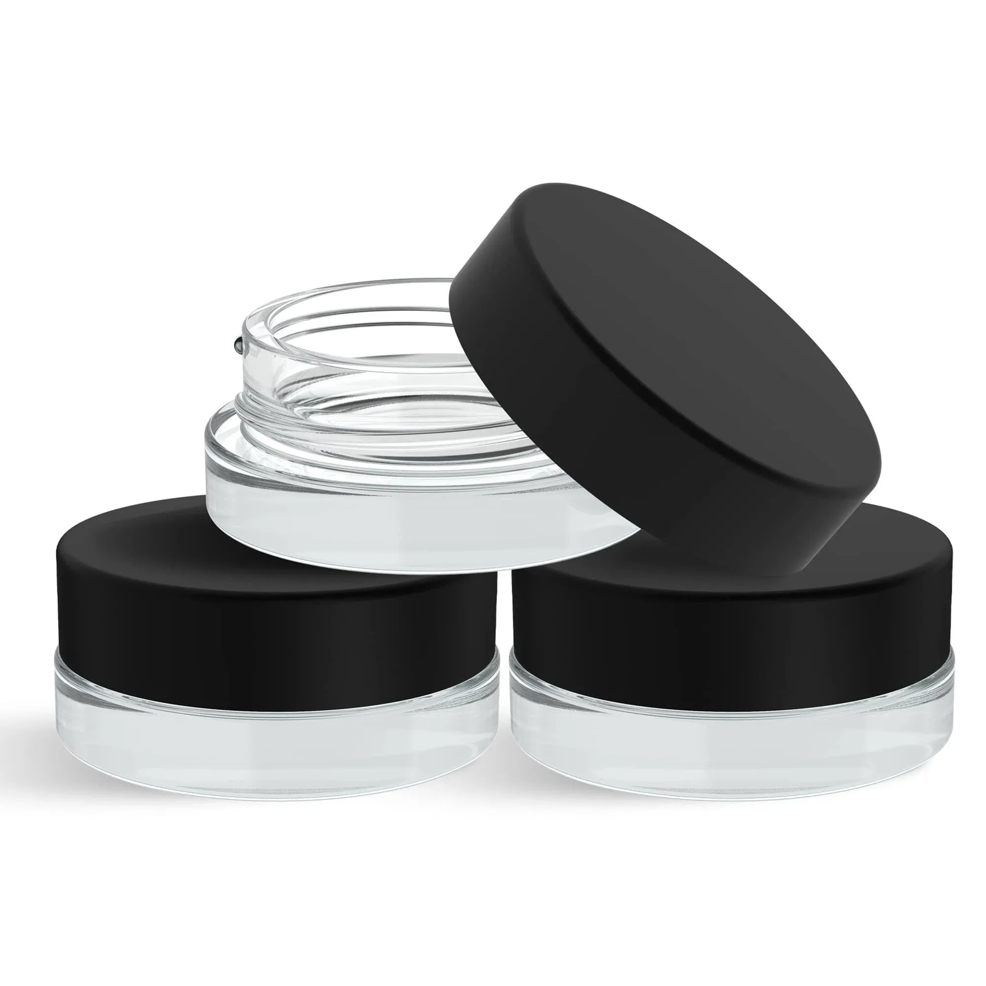 (90 Pack) 7ml Low Profile Thick Glass Containers with Black Lids - Jars for Oil ...