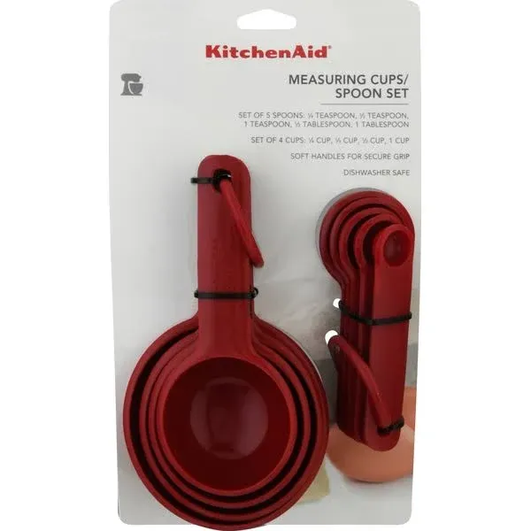 KitchenAid Universal Measuring Cup and Spoon Set, 9-Piece, Red