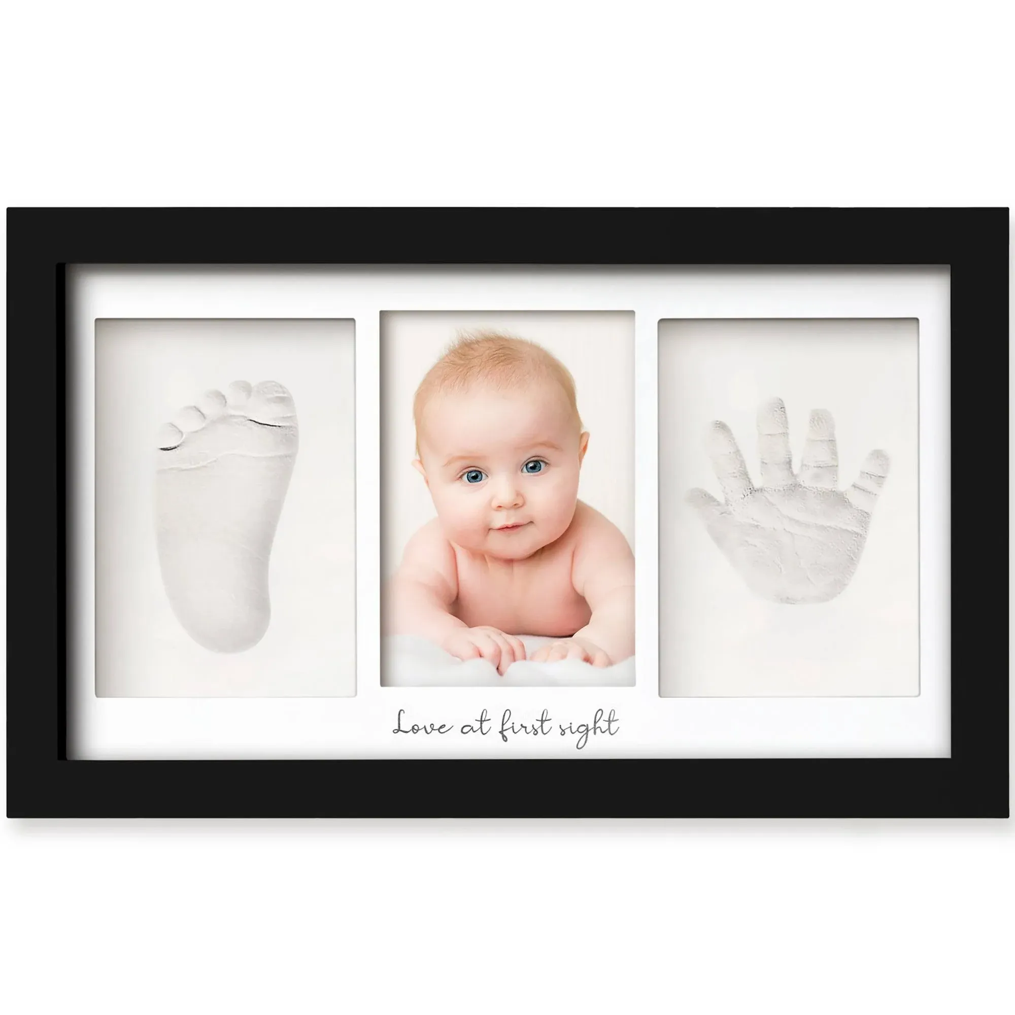 Baby Hand and Footprint Kit - Baby Footprint Kit, Newborn Keepsake Frame, Baby Handprint Kit, Personalized Baby Gifts, Nursery Decor, Baby Shower Gifts for Girls Boys(Cloud Gray)