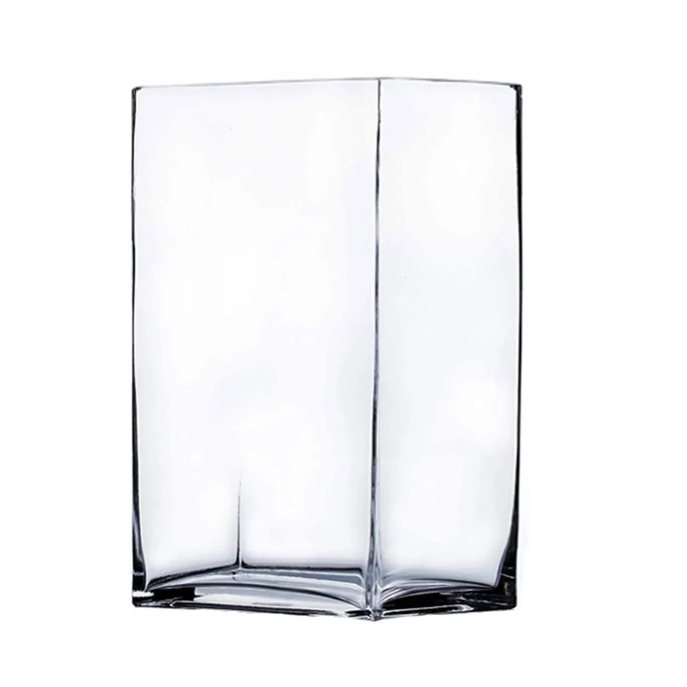 WGV Long Rectangle Block Vase, Width 3", Length 10", Height 7", Clear Glass Floral Container Wedding Party Event Home Office Decor, 1 Piece