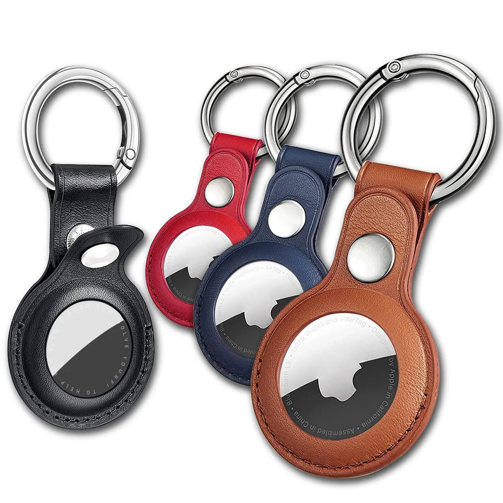 Airtag 4 Pack Leather Holder, Air Tag Keychain Case for Apple Tag, Airtags GPS T