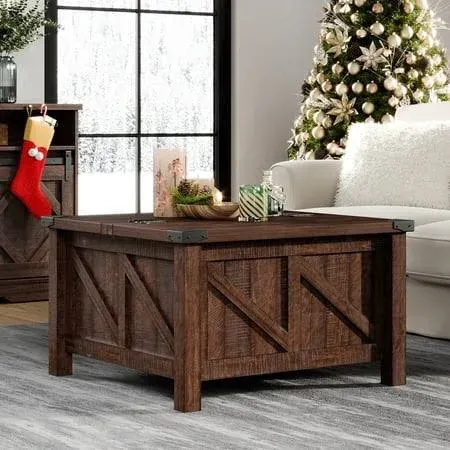 Square Coffee Table with Lift Top with Lift Top and Storage for Living Room Brown