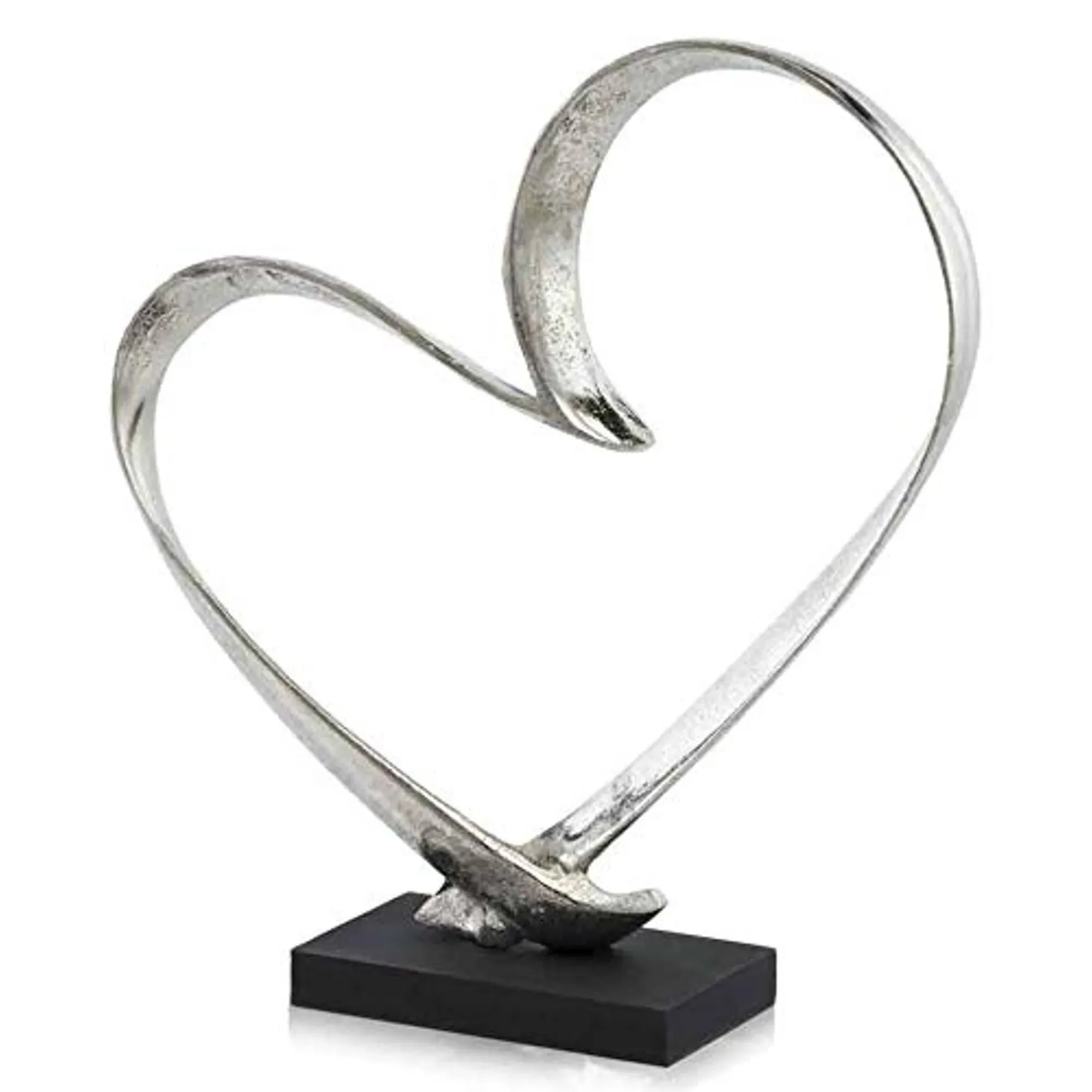 Modern Day Accents Heart, Aluminum, Silver, Black Base, Modern, Tabletop, Sculpture, Love, Romance, 14" x 4" x 15.5"