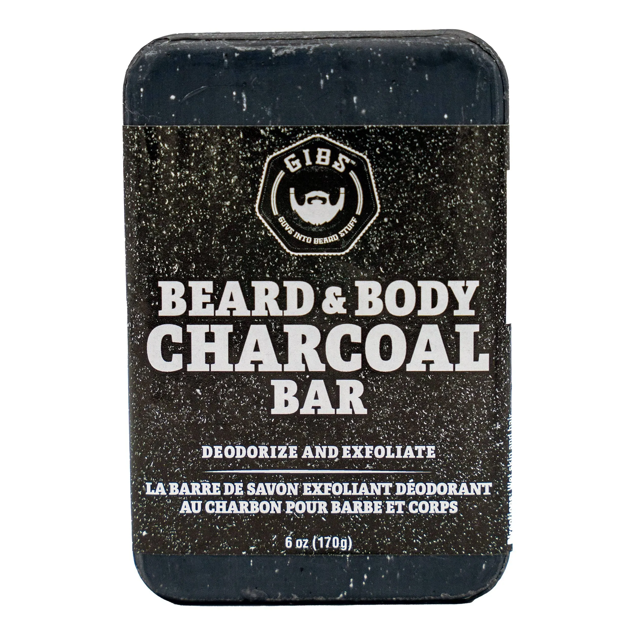 GIBS Beard &amp; Body Charcoal Bar Deodorize &amp; Exfoliate 6 oz