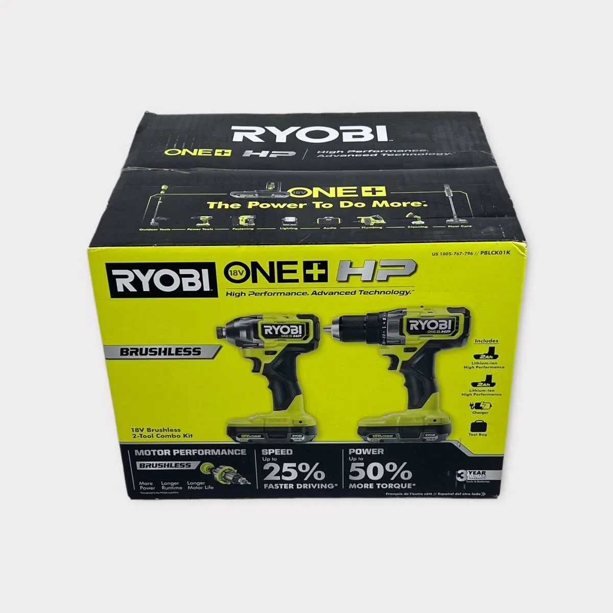 RYOBI ONE+ HP 18V Brushless Cordless 1/2 in. Drill/Driver and Impact Driver Kit w/ 2.0 Ah Batteries, Charger, and Bag