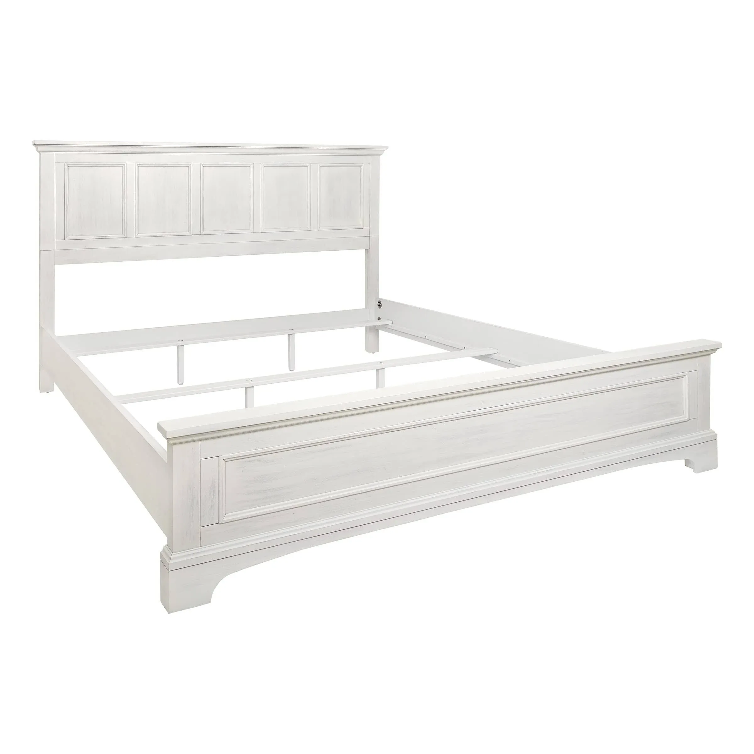 Farmhouse Basics Queen Bed Set 3/CTN in Rustic White Finish Engineered Wood, Queen Size - Transitional - Platform Beds - by Homesquare | Houzz