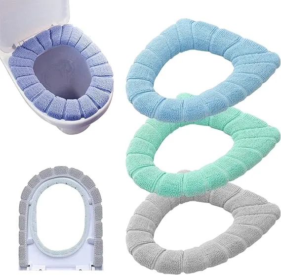 Guojanfon Bathroom Soft Thicker Warmer Stretchable Washable Cloth Toilet Seat Cover Pads