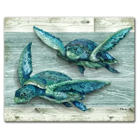 CounterArt Northpoint Turtles Tempered Glass Cutting Board