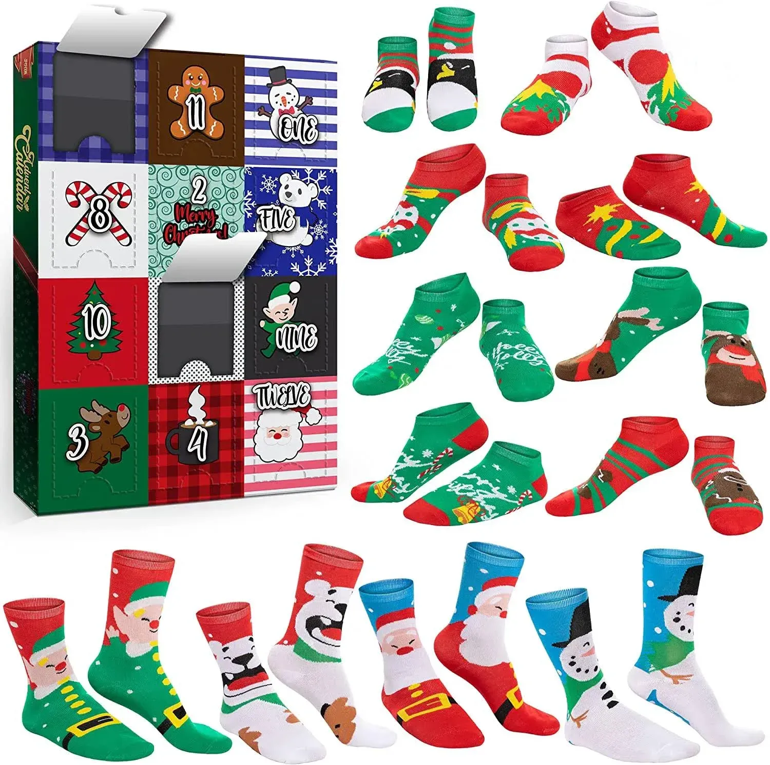 JOYIN Women's Warm Cotton Advent Calendar Socks