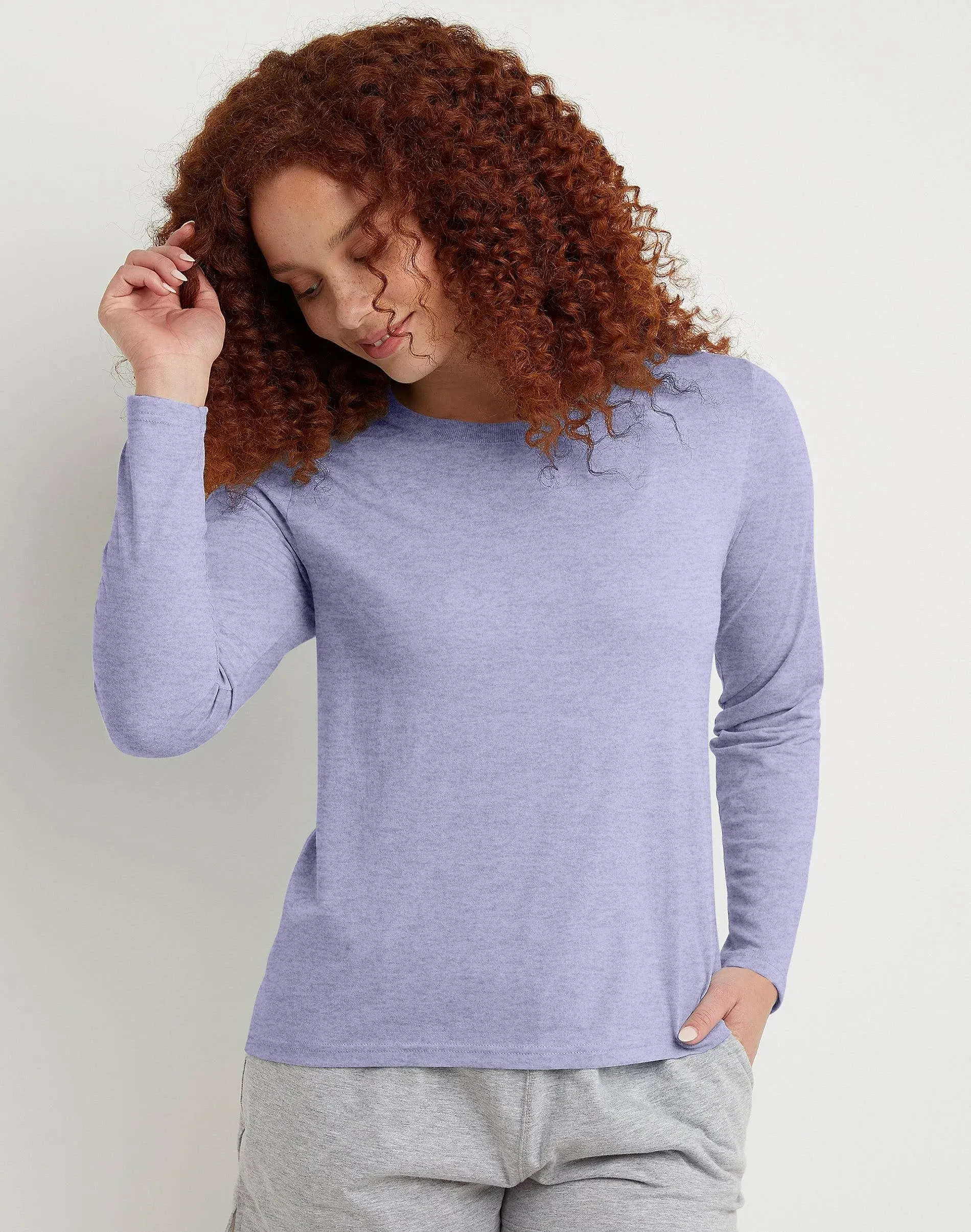 Hanes Originals Women's Long Sleeve Tri-Blend T-Shirt Urban Lilac Heather L, Size ...