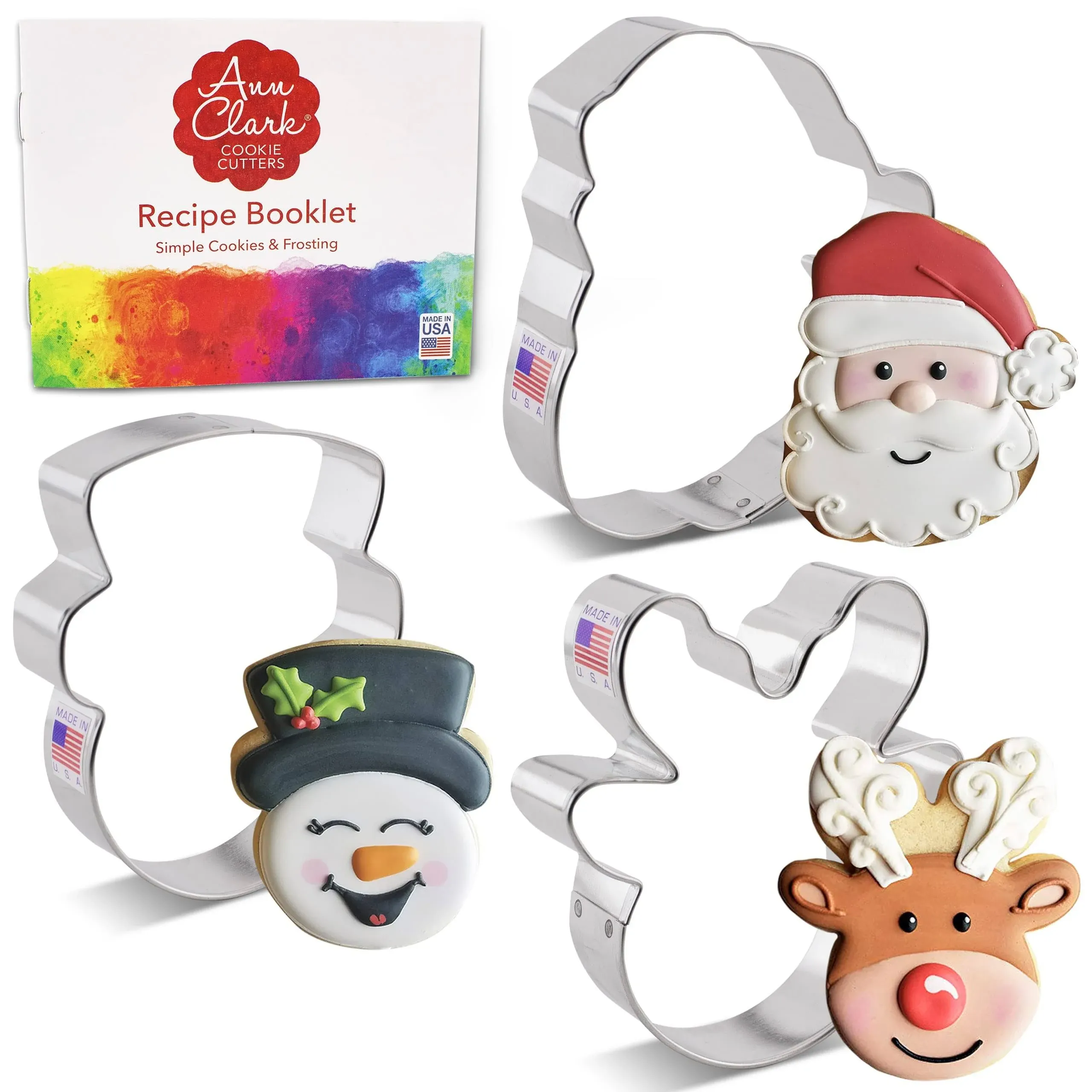 3-Piece Christmas Cookie Cutter Set with Recipe Booklet