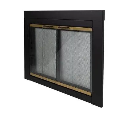 Pleasant Hearth AR-1020 Arrington Fireplace Screen and Bi-Fold - Black and Gold