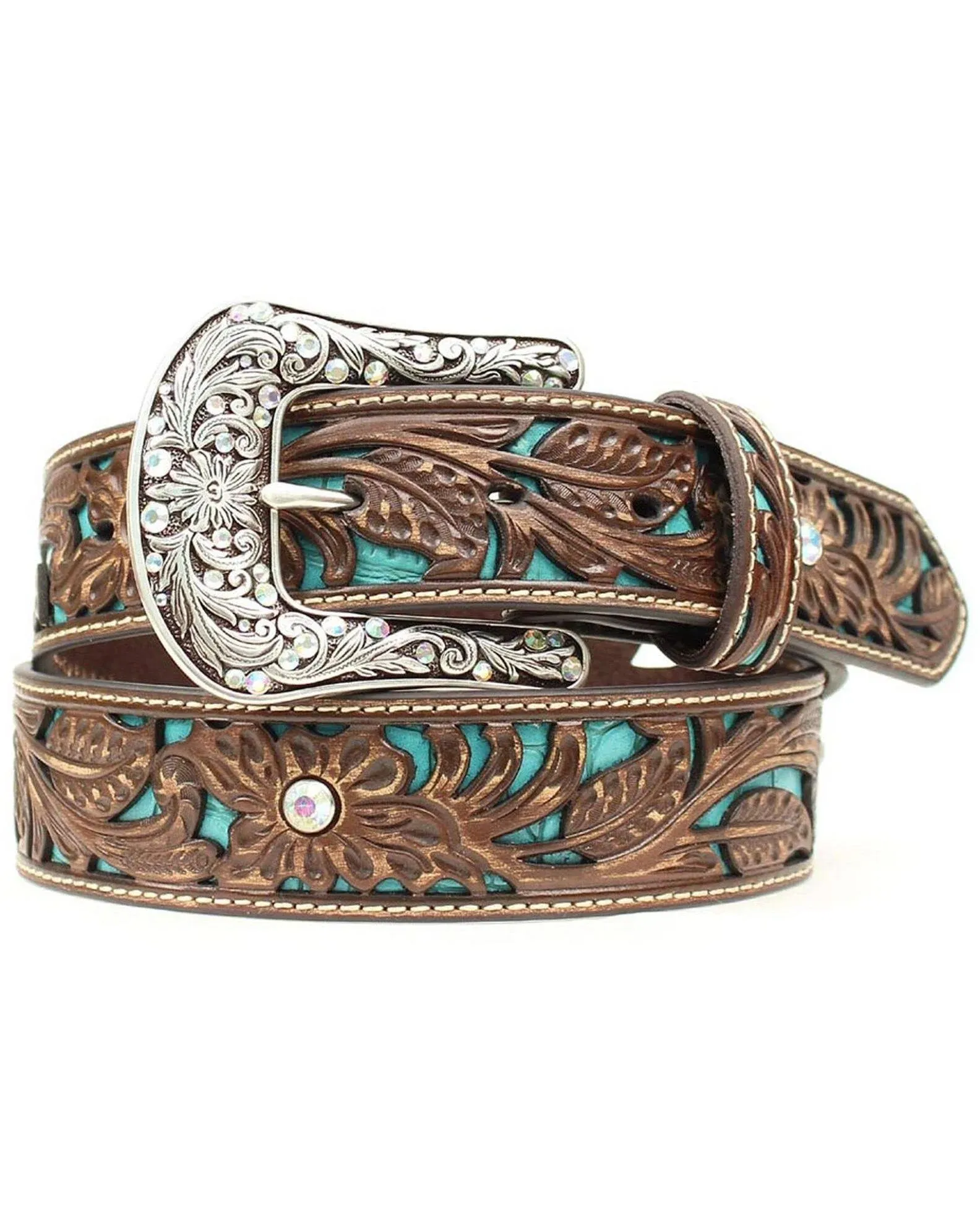 Ariat Women's Tooled Turquoise Inlay Belt